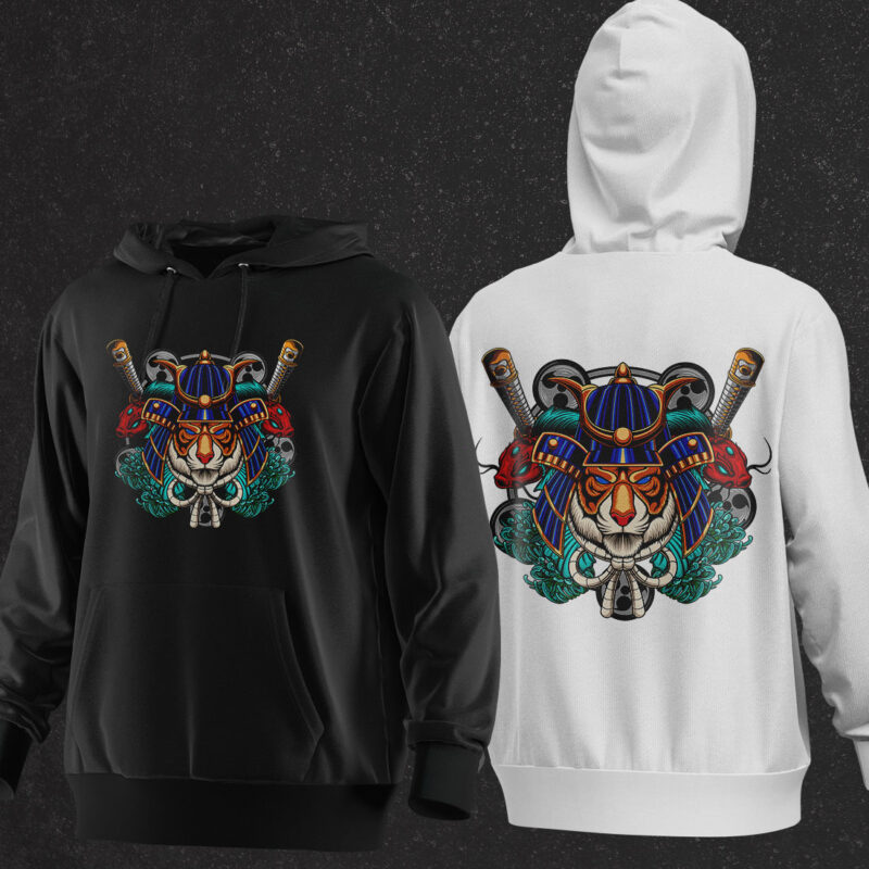 Samurai Tiger – T-shirt Design ( AI, EPS, PNG, JPG )