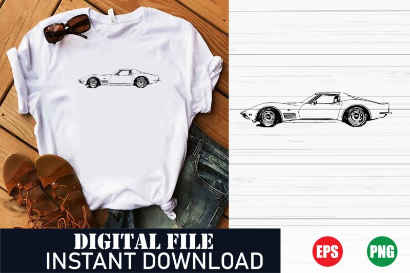 Classic Car Vector T-Shirt Design, Vintage Muscle Car Graphic Tee, Speed Demon Racing Car T-Shirt