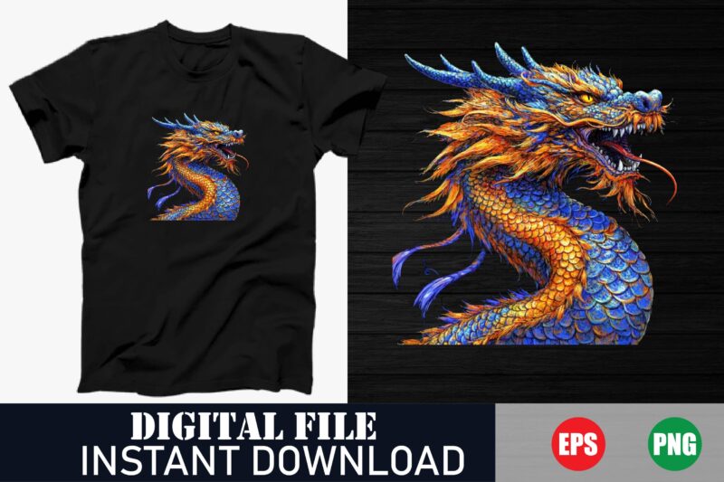 Colorful Cartoon Dragon T-Shirt, Cute Dragon Vector Tee, Fantasy Dragon Cartoon T-Shirt, Kawaii Dragon Design Tee