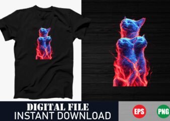 Colorful Cartoon Cat T-Shirt, Cute Cat Graphic Tee, Whimsical Cat Lover Shirt, Happy Kitty Cartoon Design