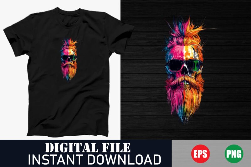 Colorful Face Vector T-Shirt Design, Man with Colorful Face Vector T-Shirt, Pop Art Face Vector T-Shirt Design