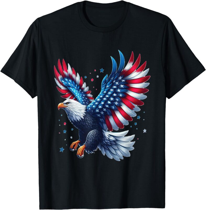 American Bald Eagle T-Shirt – Unisex-Adults, Kids – Black – Small – Short Sleeve – Cotton, Polyester – Patriotic Individuals, Young Adults,