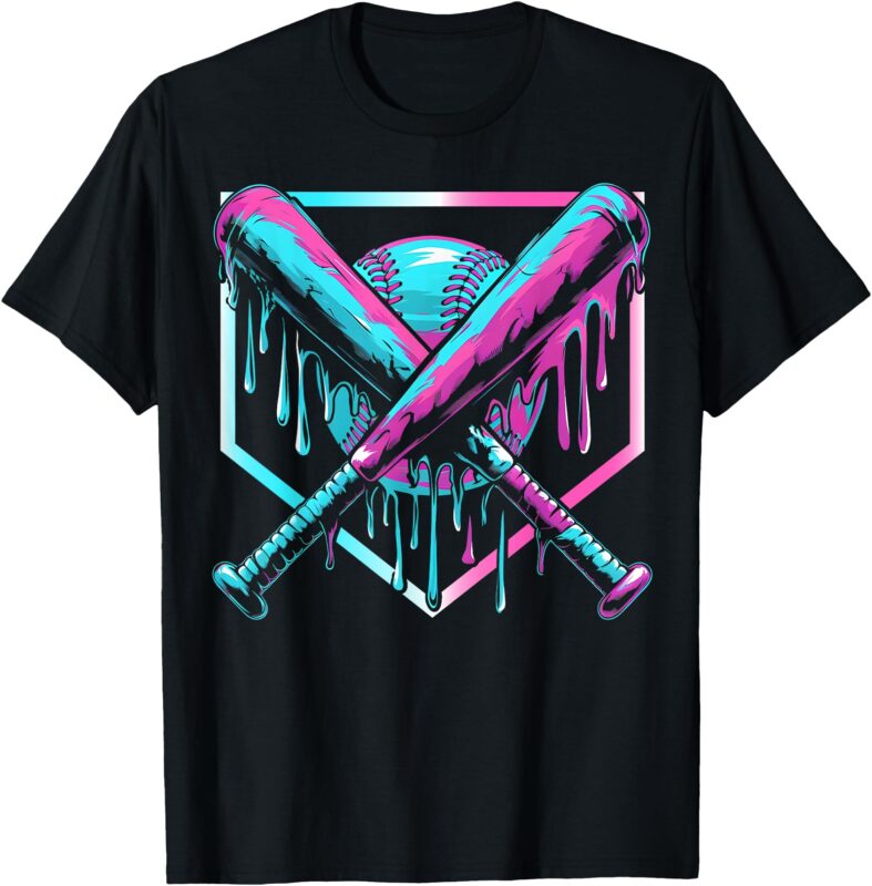Baseball Drip For Boys Ice Cream Drip Youth Boys Baseball T-Shirt