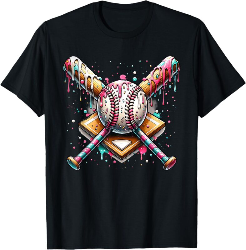 Baseball Drip For Boys Ice Cream With Sprinkles Drip Girls T-Shirt
