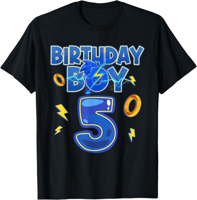 Birthday Boy 5th Matching Hedgehog Party Funny T-Shirt