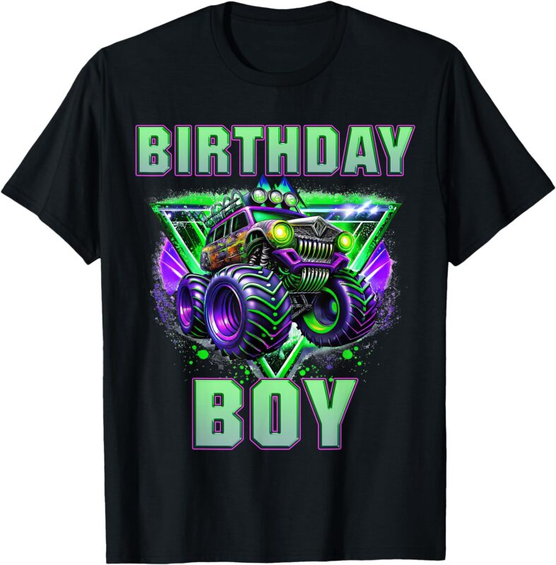 Birthday Boy Monster Truck Are My Jam Shirt Bday Party Kids T-Shirt