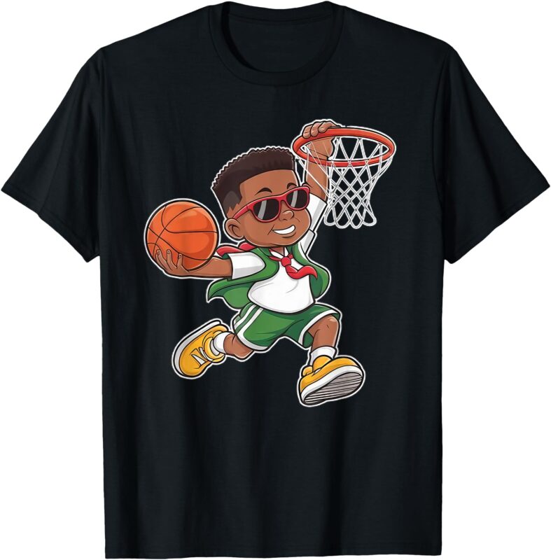 Black History Basketball Dunking African American Boys Kids T-Shirt