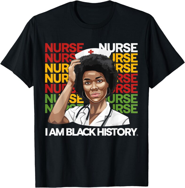 Black Woman Nurse Afro Retro Black History Month Women T-Shirt