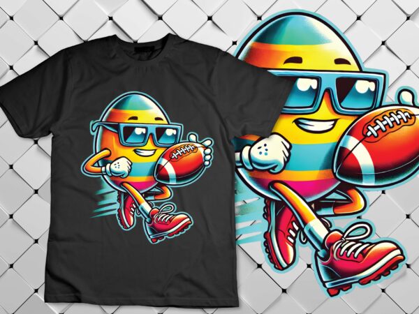 Happy easter egg bunny quarterback receiver football kids t-shirt design