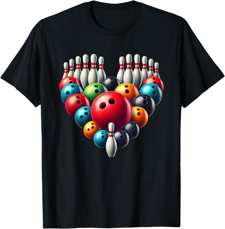Bowling Lover Valentine Day Men Women Kids Girl Boys Bowler T-Shirt