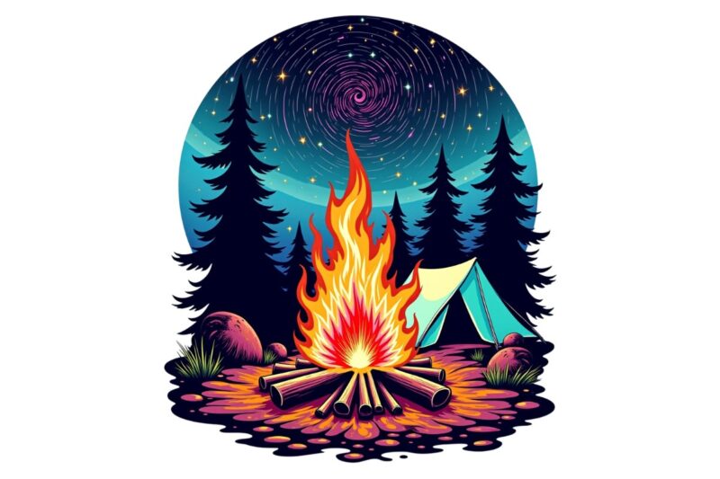 Trendy Retro Camping Graphics t-shirt design jpeg & png design