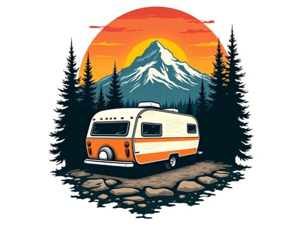 Colourful vintage camping t-shirt design download instantly retro vintage t-shirt Colourful vintage camping t-shirt design download instantly retro vintage t-shirt