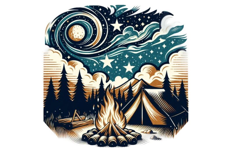 Colourful Vintage Camping t-shirt design download instantly Retro Vintage T-shirt
