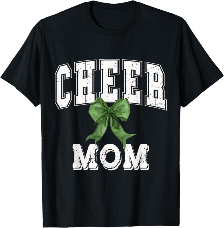Cheer MOM Coquette Green Bow Cheerleader T-Shirt