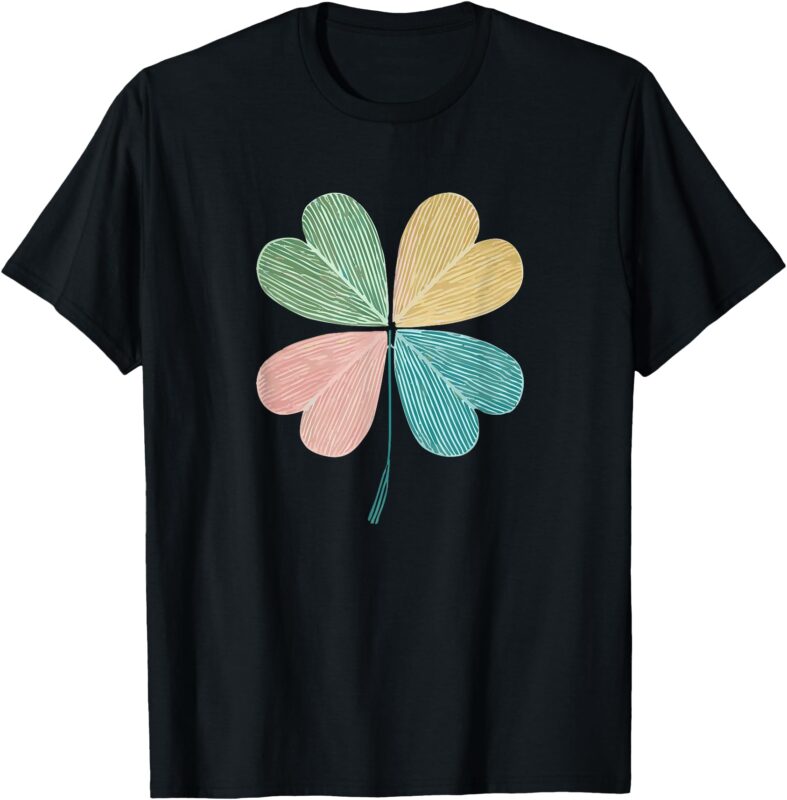 Chic Pretty Retro Lucky St.Patrick’s Day Four Leaf Clover T-Shirt