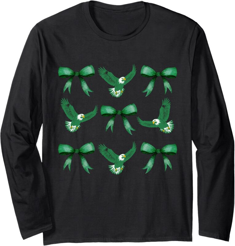 Coquette Green bows Eagle animal,Bows & Eagles Long Sleeve T-Shirt