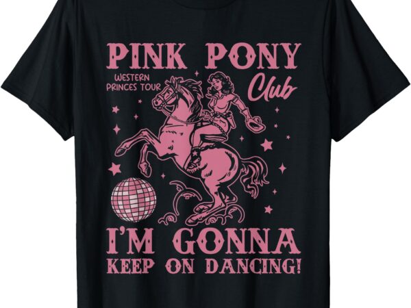 Cute birthday cowgirl retro pink girl pony club t-shirt
