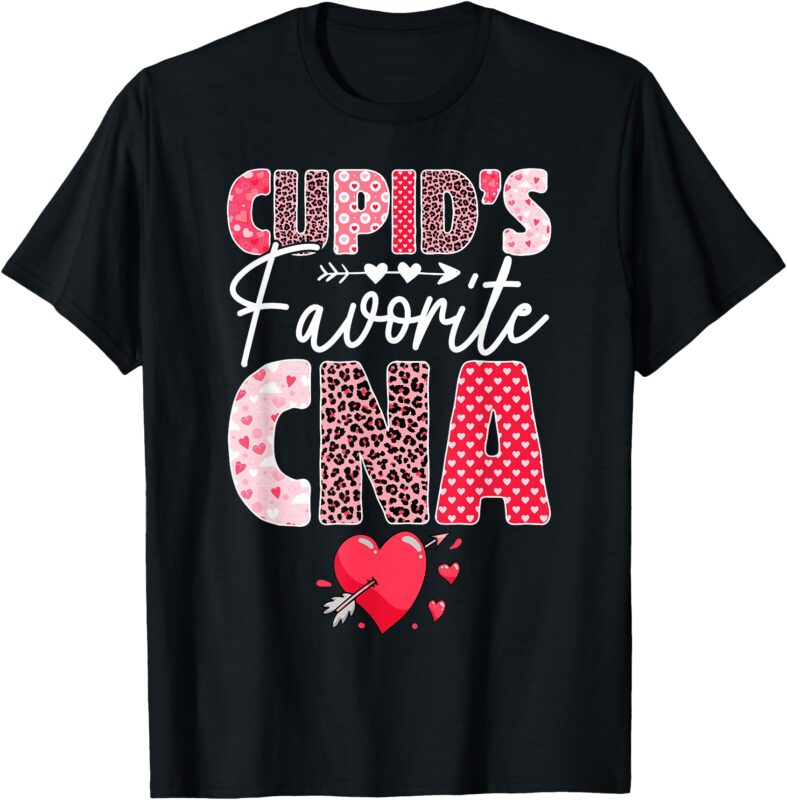 Cute Cupid’s Favorite CNA Nurse Hearts Valentine’s Day Women T-Shirt