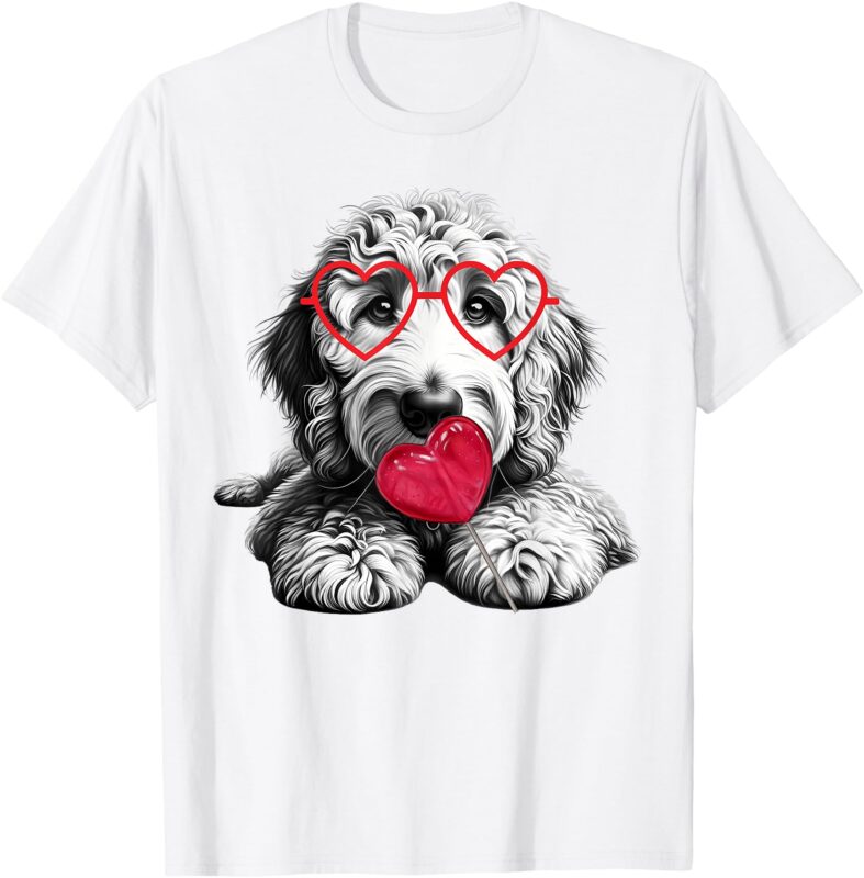 Cute Goldendoodle Blowing Bubble Gum Valentine’s Day T-Shirt