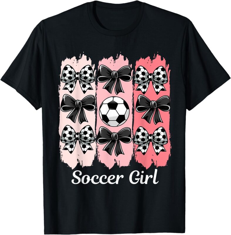 Cute Soccer Girl Coquette Bow Soccer Girl Soccer Brushstroke T-Shirt