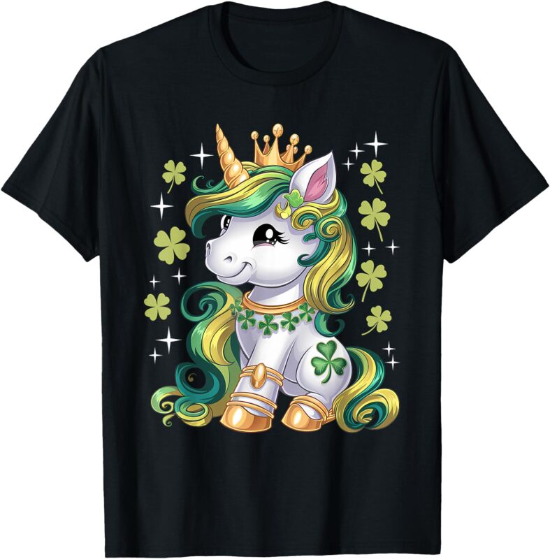Cute Unicorn Shamrock St Patricks Day Lepricorn Girls Kids T-Shirt