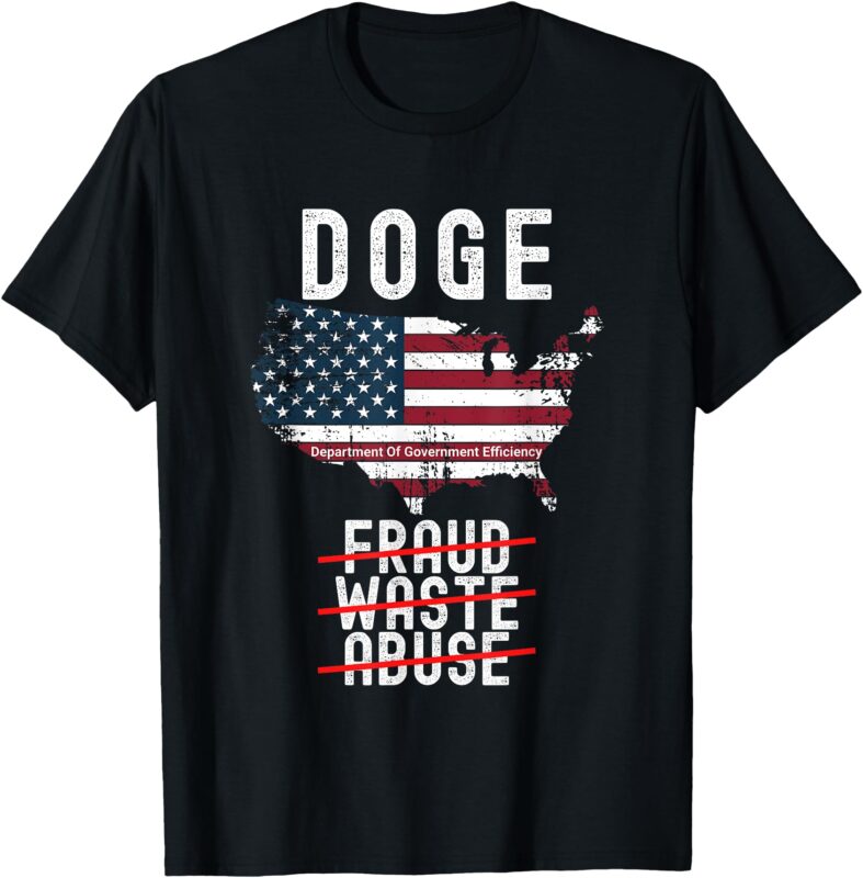DOGE, D.O.G.E., Department Of Government Efficiency, US Flag T-Shirt