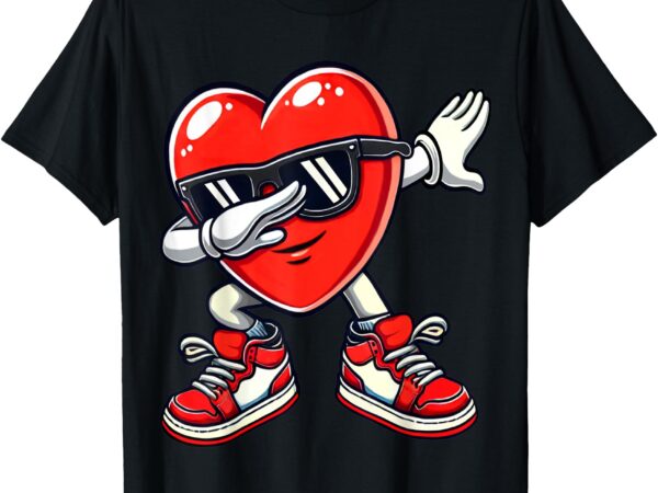 Dabbing heart funny gifts mens kids boys valentines day t-shirt