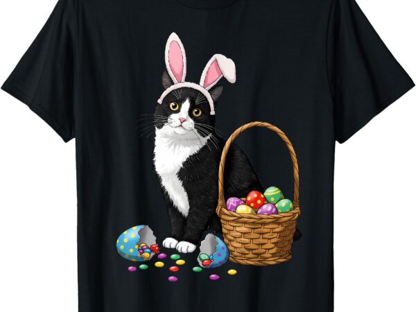 Easter day cat bunny ears eggs graphic men women kids funny t-shirt