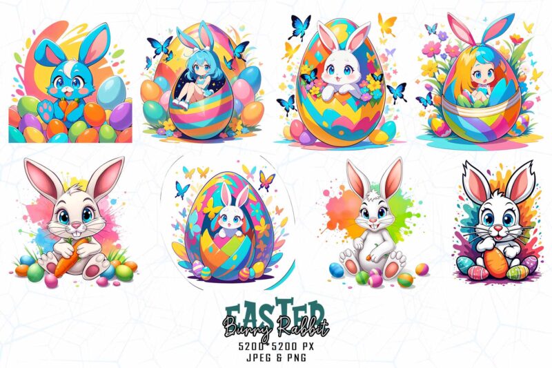 Popular Groovy Easter Sunday Rabbit Bunny Lover t-shirt design bundle of 100 designs – download instantly