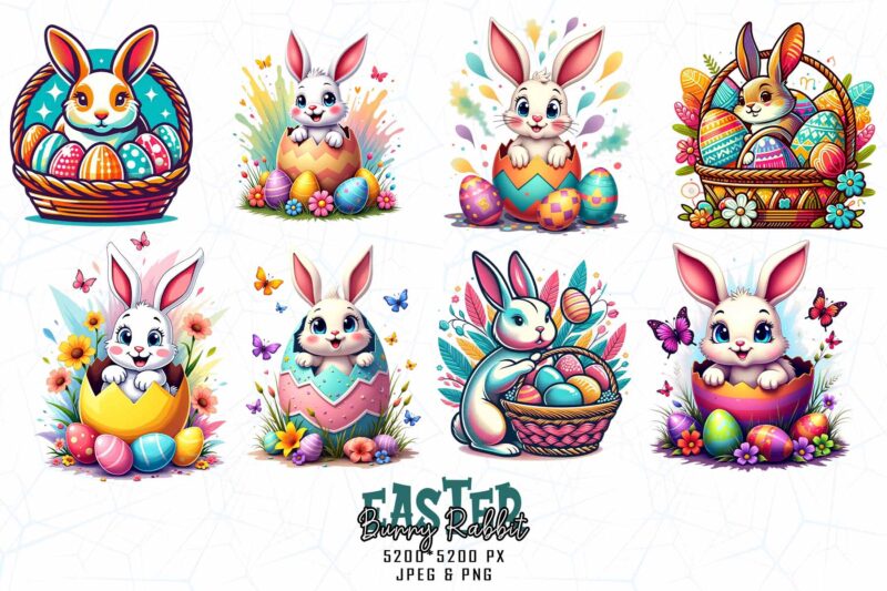 Passion Easter Sunday Rabbit Bunny Illustration T-shirt design bundle of 100 designs