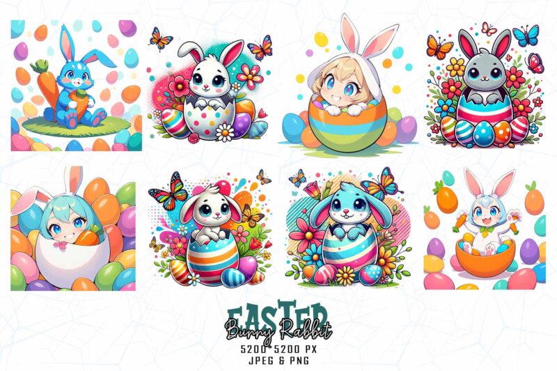 20 Trendy Retro Vintage Easter Sunday Bunny Rabbit t-shirt design bundle