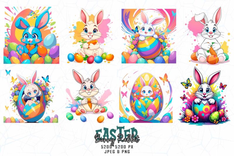 Popular Groovy Easter Sunday Rabbit Bunny Lover t-shirt design bundle of 100 designs – download instantly