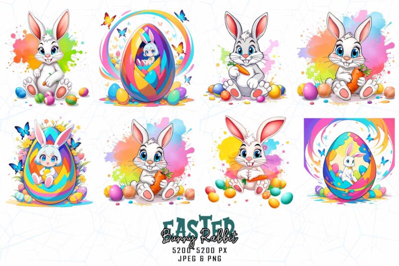 Popular Groovy Easter Sunday Rabbit Bunny Lover t-shirt design bundle of 100 designs – download instantly