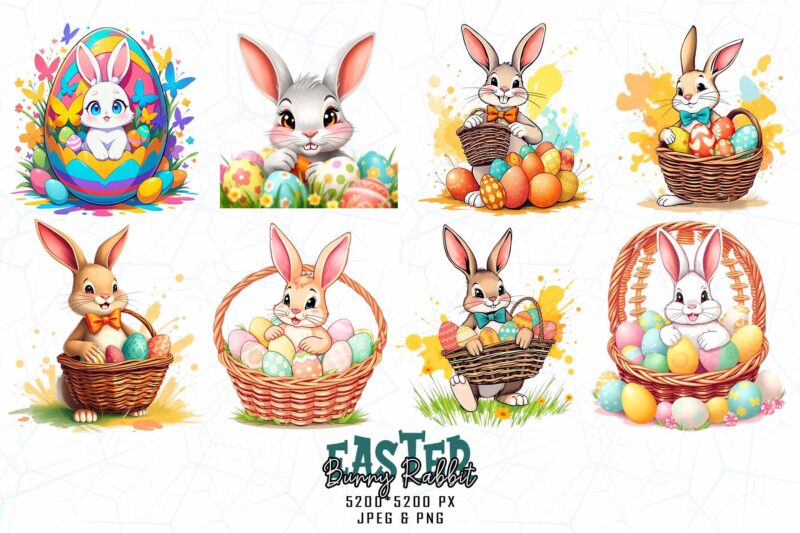 Popular Groovy Easter Sunday Rabbit Bunny Lover t-shirt design bundle of 100 designs – download instantly