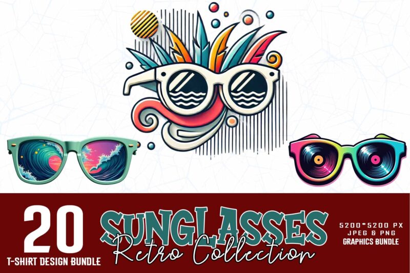 Groovy Retro Sunglasses Summer Lover t-shirt design bundle
