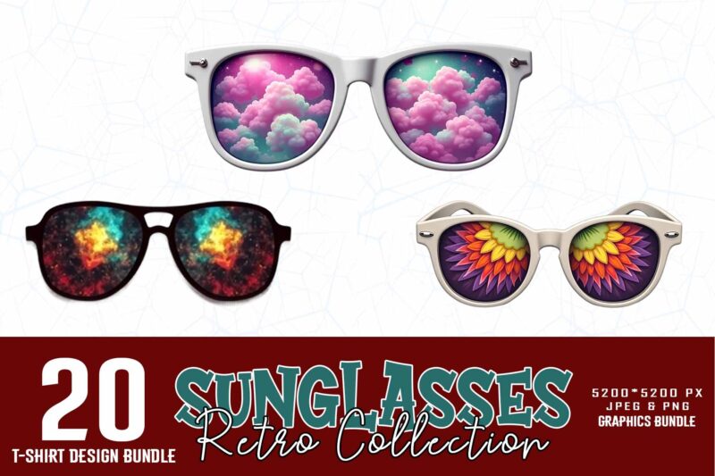 20 Trendy Retro Vintage Sunglasses Summer Lover t-shirt design bundle
