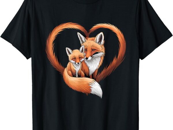 Fox love heart parent child connection t-shirt