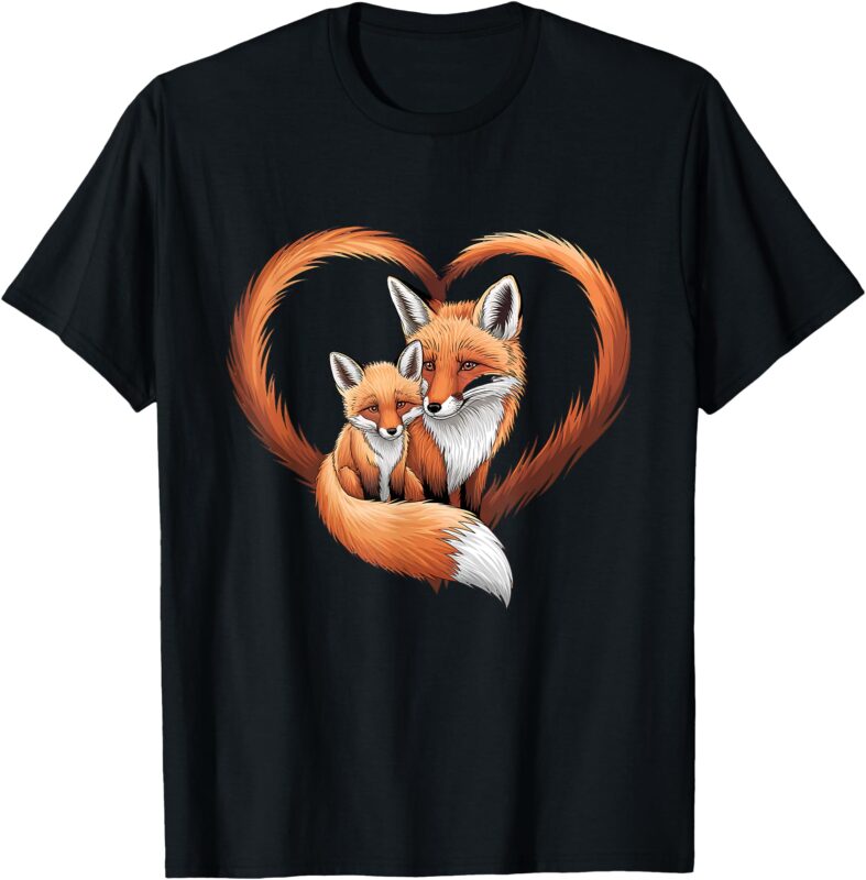 Fox Love Heart Parent Child Connection T-Shirt