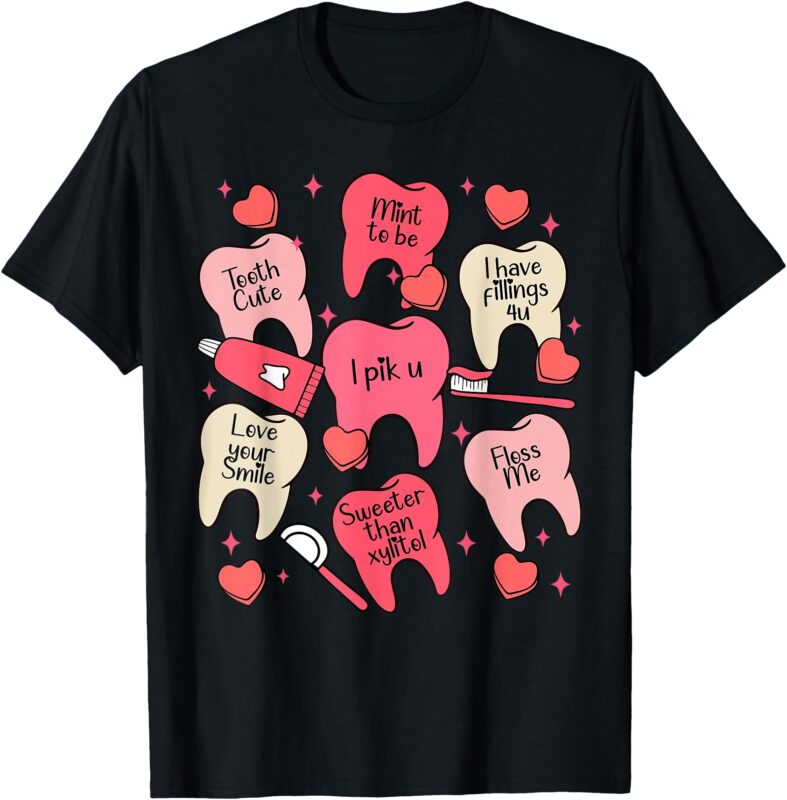 Funny Dental Valentines Day Cute Teeth Hugging Heart Dentist T-Shirt