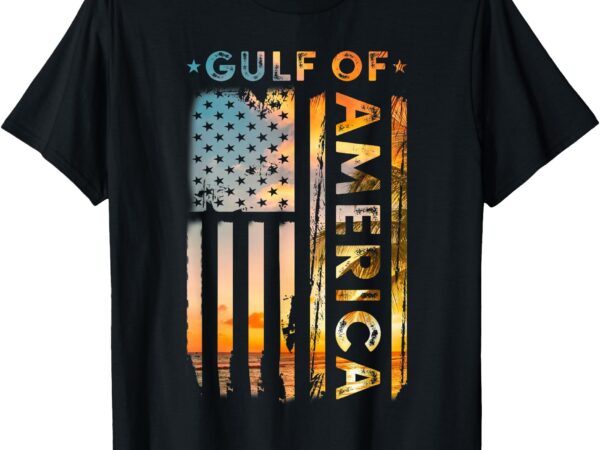 Funny gulf of usa america vintage american flag beach summer t-shirt