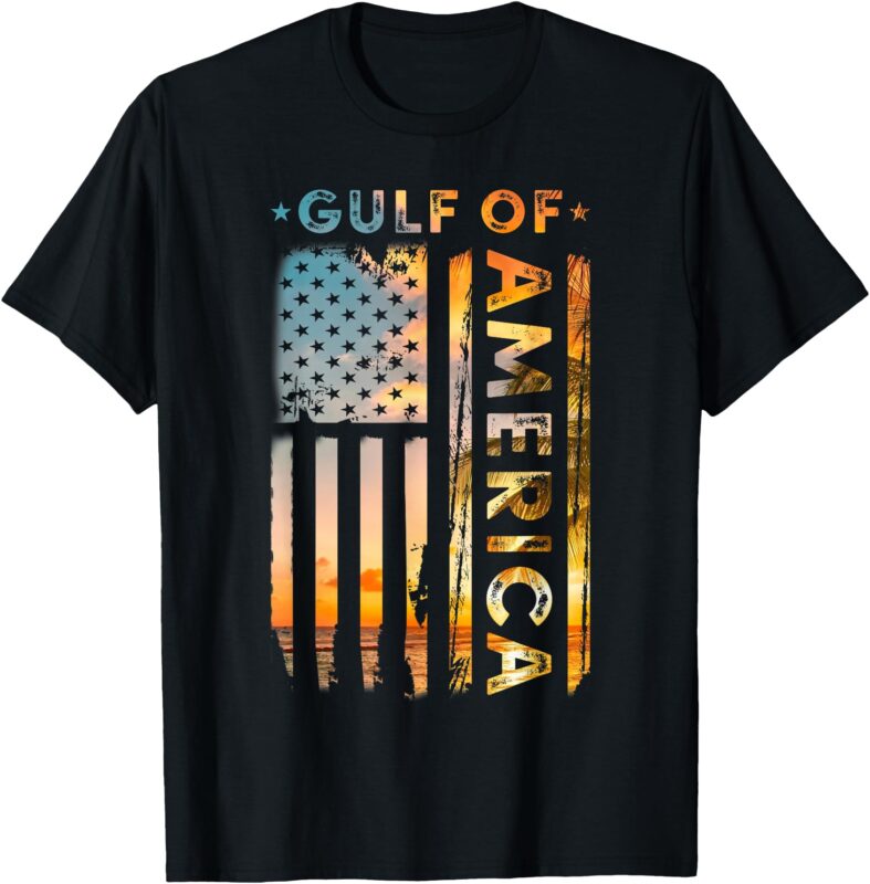 Funny Gulf Of USA America Vintage American Flag Beach Summer T-Shirt