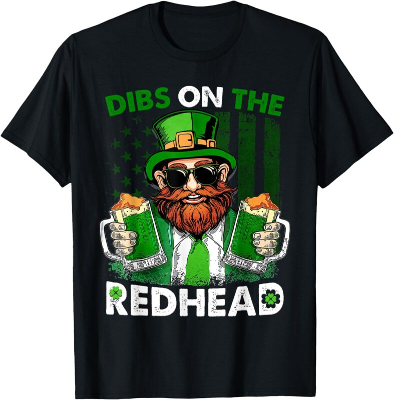 Funny Leprechaun Dibs On The Redhead St Patricks Day Mens T-Shirt