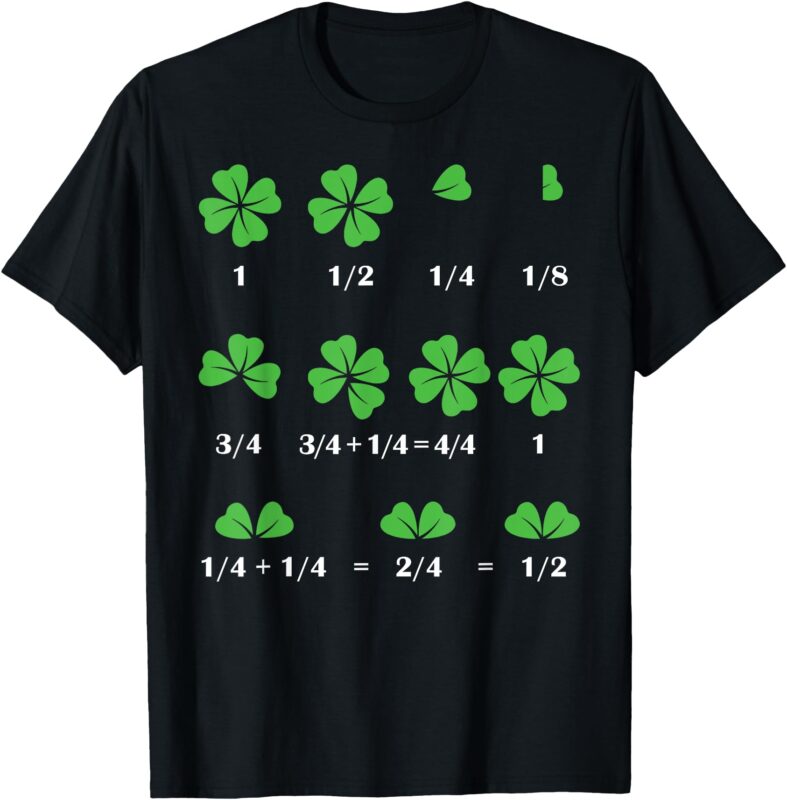 Funny Shamrock Fraction St Patrick’s Day Math Boys Girls T-Shirt