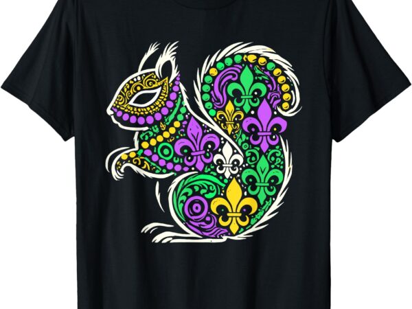 Funny squirrel mardi gras festival carnival womens mens kids t-shirt