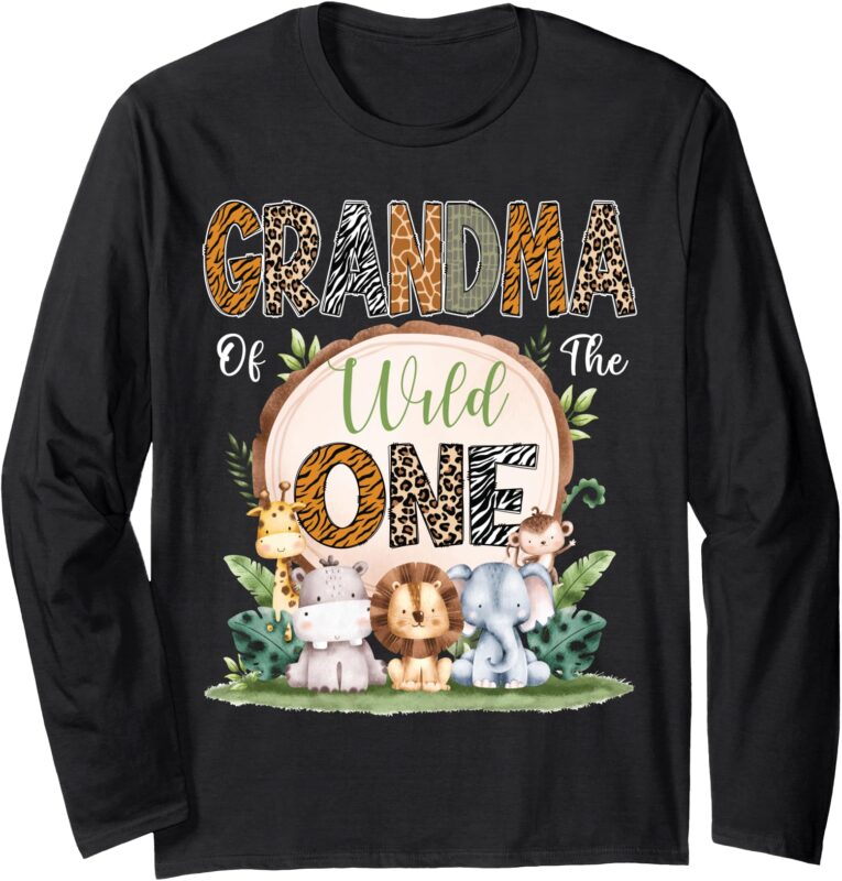 Grandma Of The Wild One First Birthday Safari Woodland Long Sleeve T-Shirt