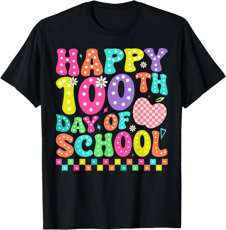 Groovy Happy 100th Day Of School Teachers Boys Girls Kids T-Shirt