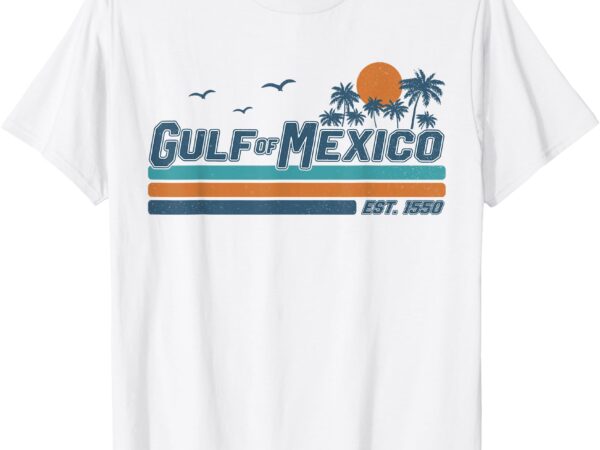 Gul-f of mexico est 1550 vintage sunset beach vacation trip t-shirt