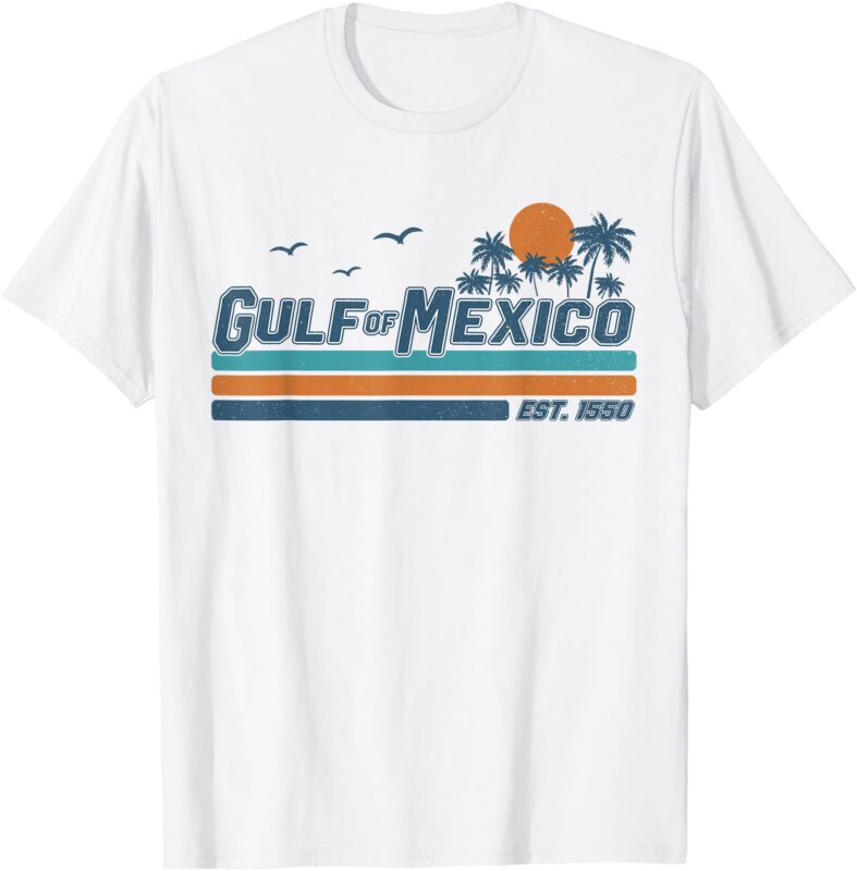 Gul-f Of Mexico Est 1550 Vintage Sunset Beach Vacation Trip T-Shirt