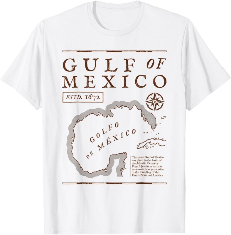 Gulf Of Mexico 1672 Historic Map Retro Vintage Men Women T-Shirt