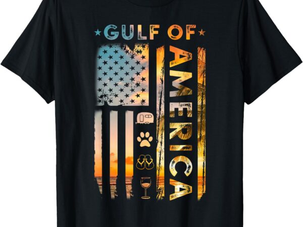 Gulf of usa america vintage american flag beach camping dog t-shirt